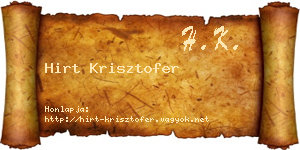 Hirt Krisztofer névjegykártya